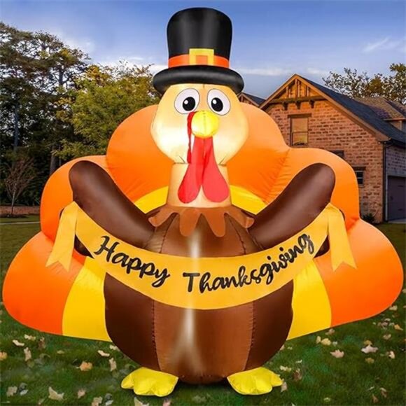 Thanksgiving Inflatables Turkey Outdoor Decorations with Built-in LED - Picture 7 of 7